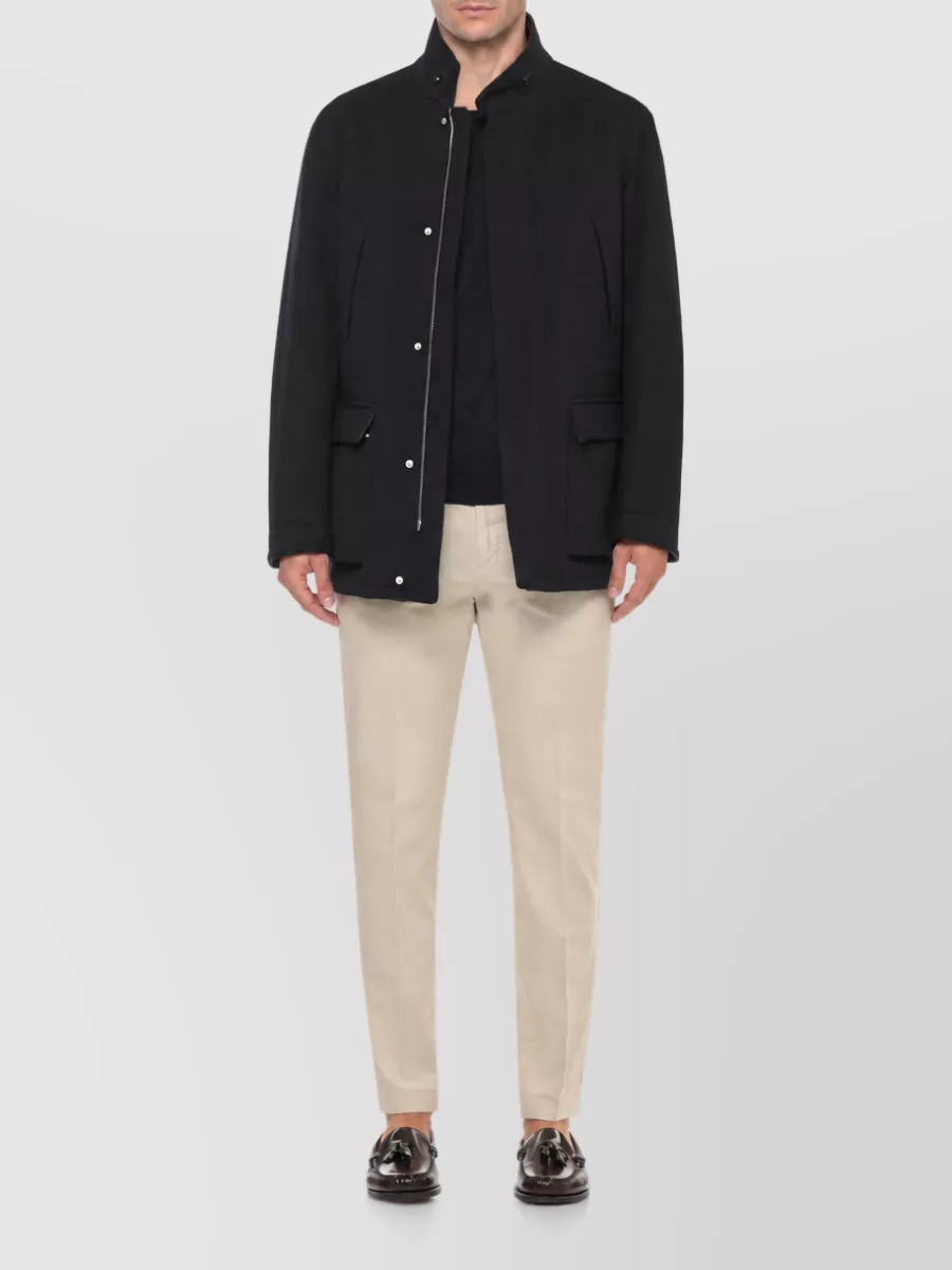 Lardini Cashmere Virgin Wool High Neck Long Sleeve Coat