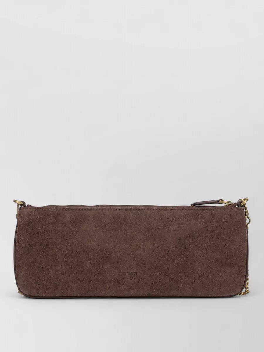 Pinko Chain Strap Lightweight Rectangular Clutch Bag In Brown
