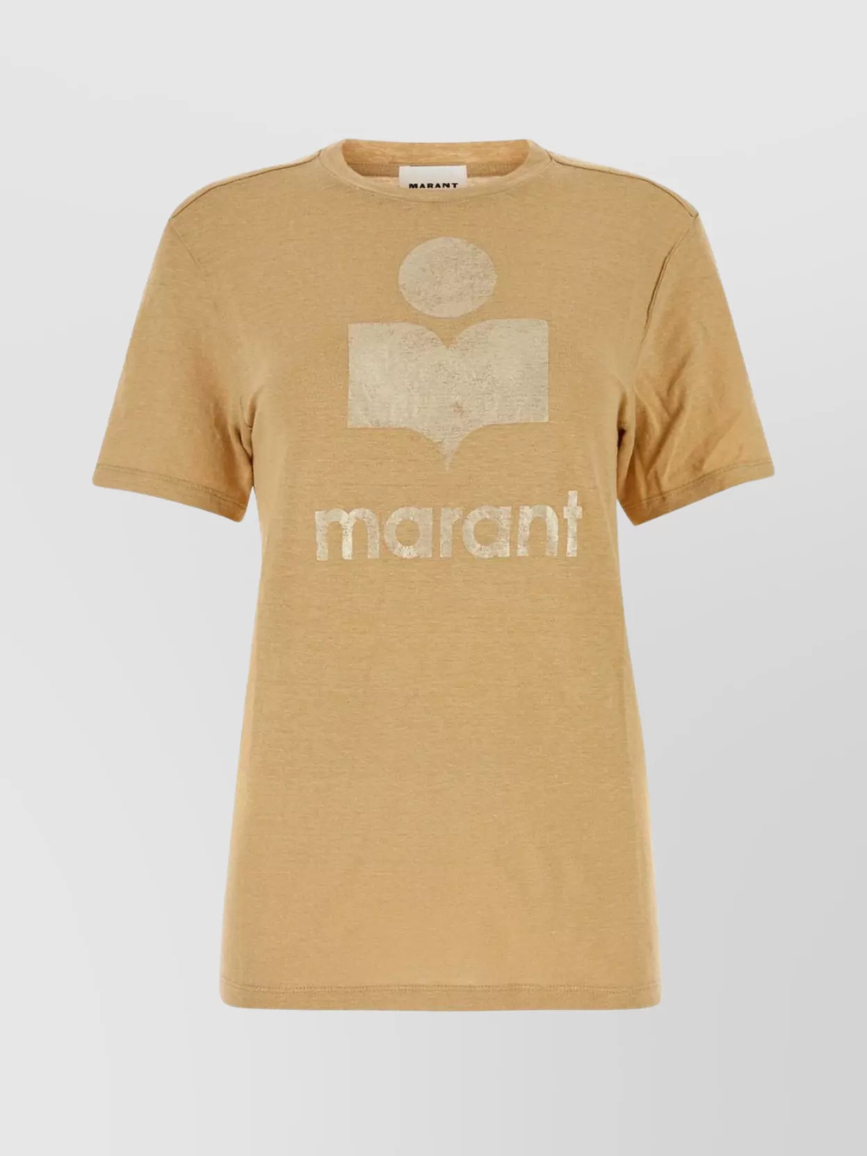 Isabel Marant Étoile Crew Neck Linen T-shirt With Short Sleeves In Brown