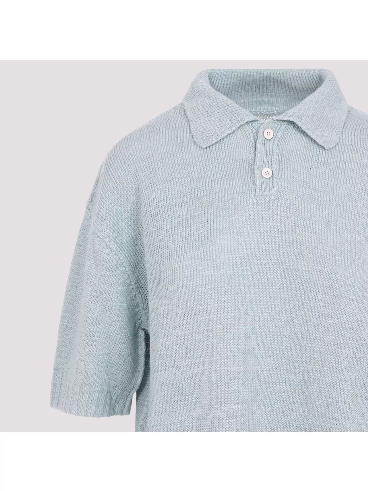 Shop Maison Margiela Polo Shirt With Dropped Shoulders And Ribbed Trims In Blue