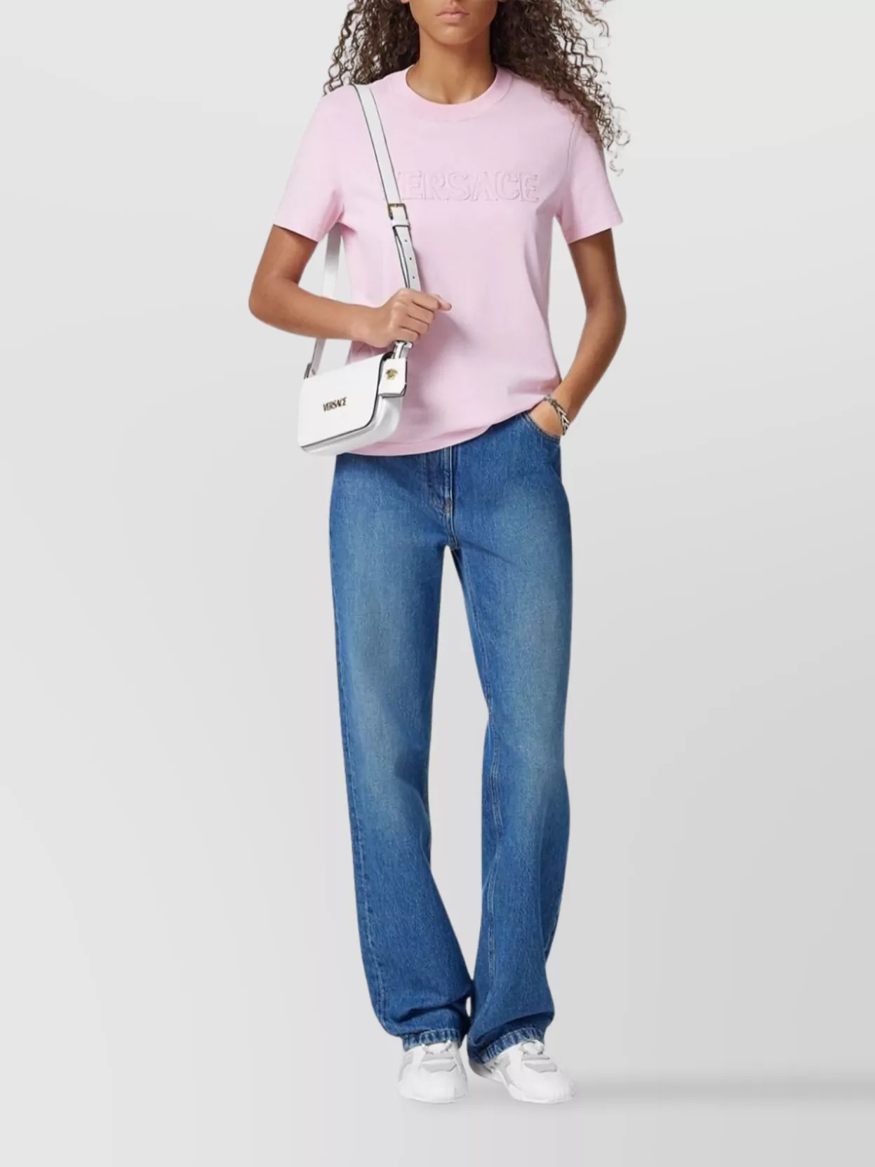 Versace Fringed Logo T-Shirt For Casual Style