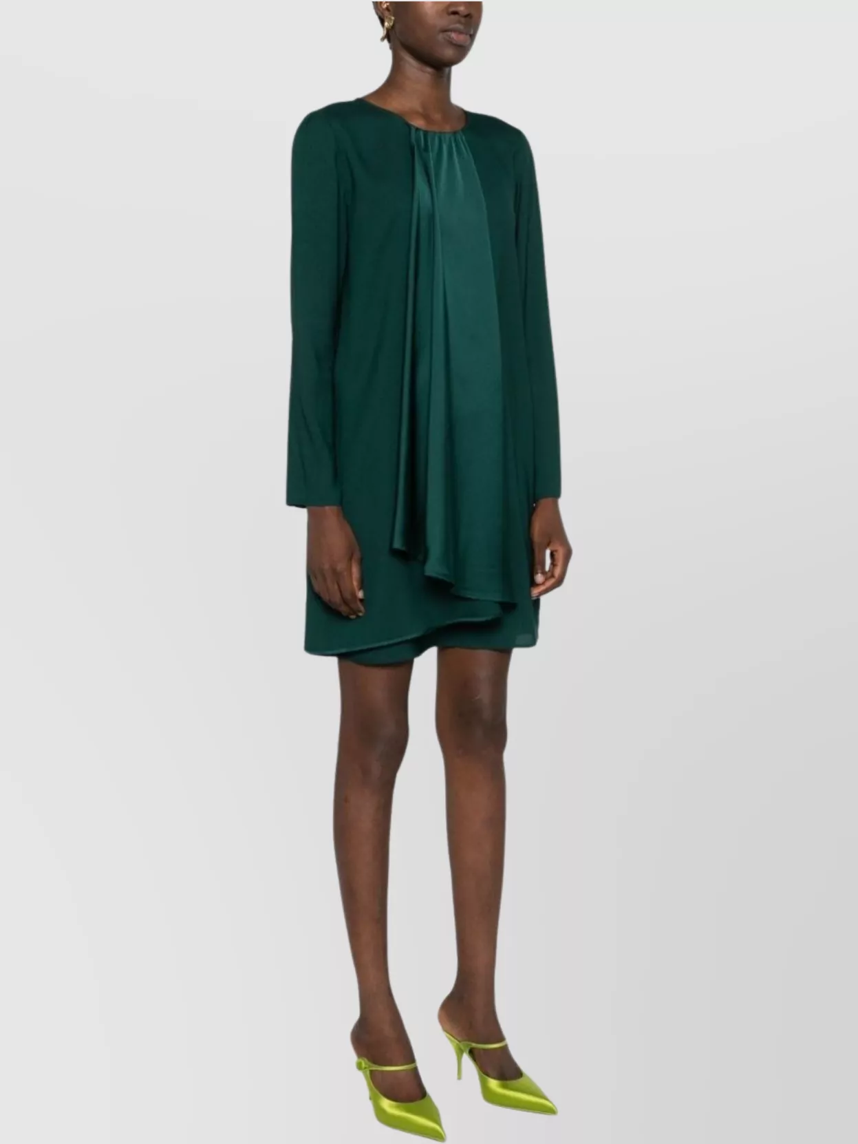 Emporio Armani Draped Panel Detail Long Sleeve Dress