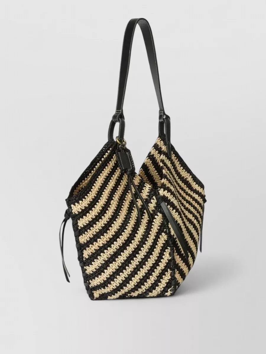 Isabel Marant Tampa Raffia Shoulder Bag Striped Tassels