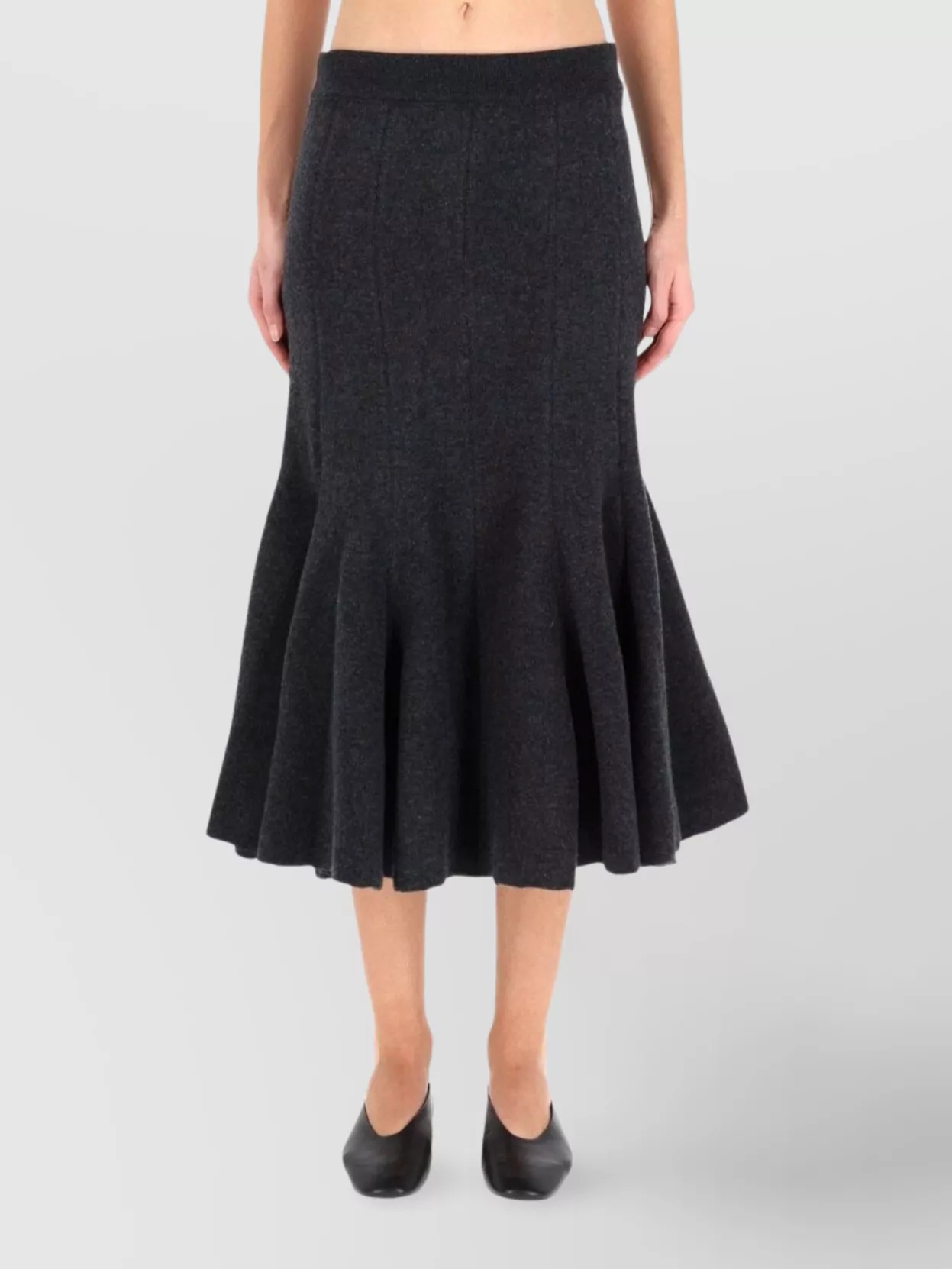 Bottega Veneta High Waist Flared Hem Textured Skirt In Black