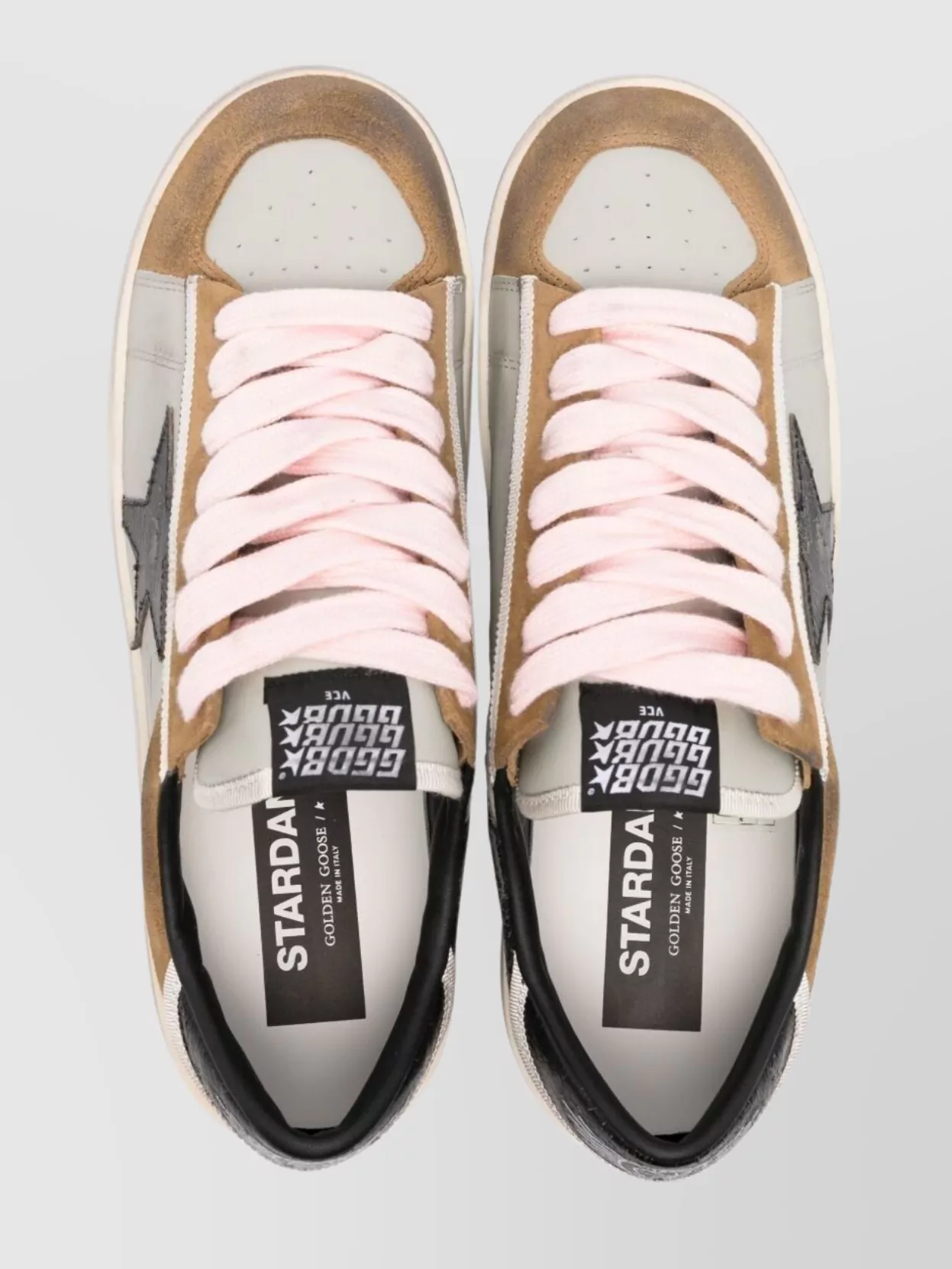 Golden Goose Men Stardan Two-tone Distressed Finish Sneakers In Leather And Suede In Brown