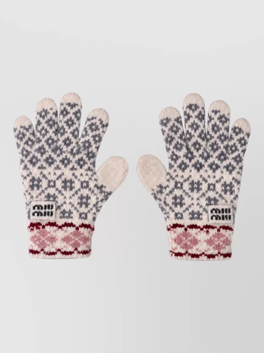 Miu Miu wool cashmere fair isle knit gloves