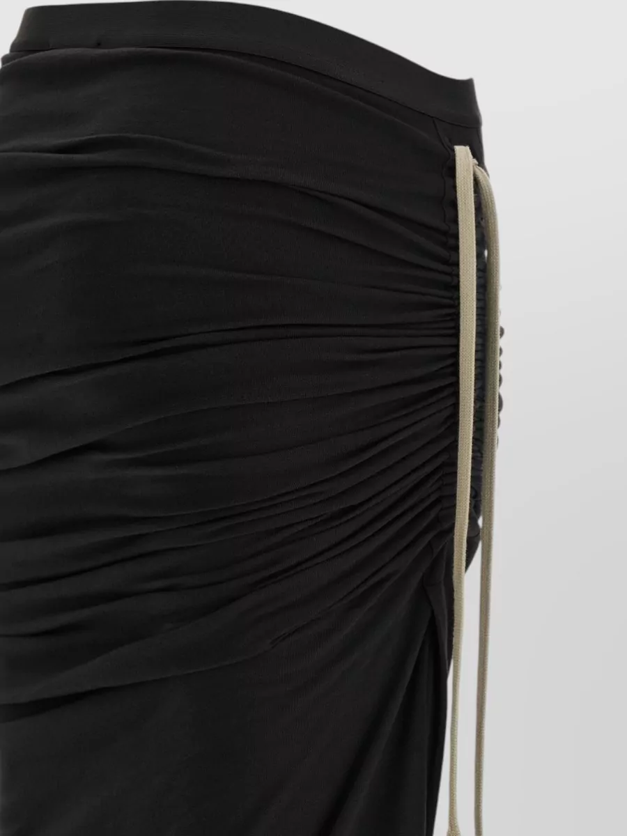 Rick Owens Moncler High Waist Ruched Maxi Skirt