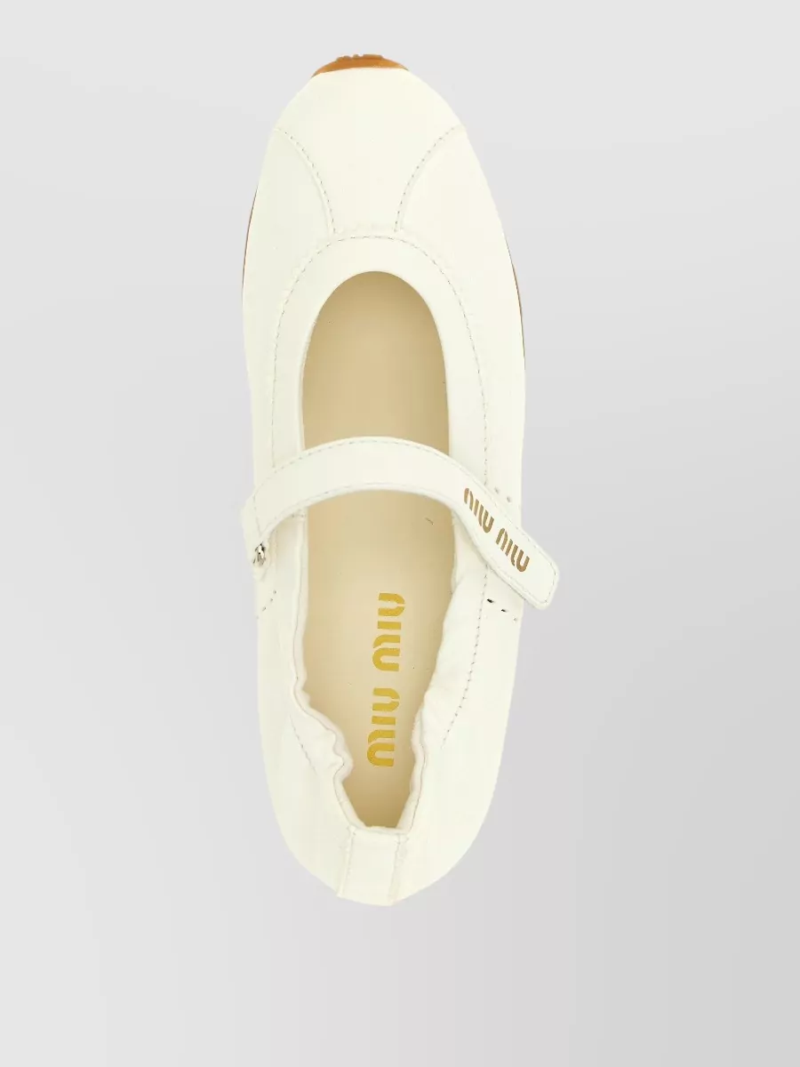 Miu Miu Leather Plume Ballerina Shoes