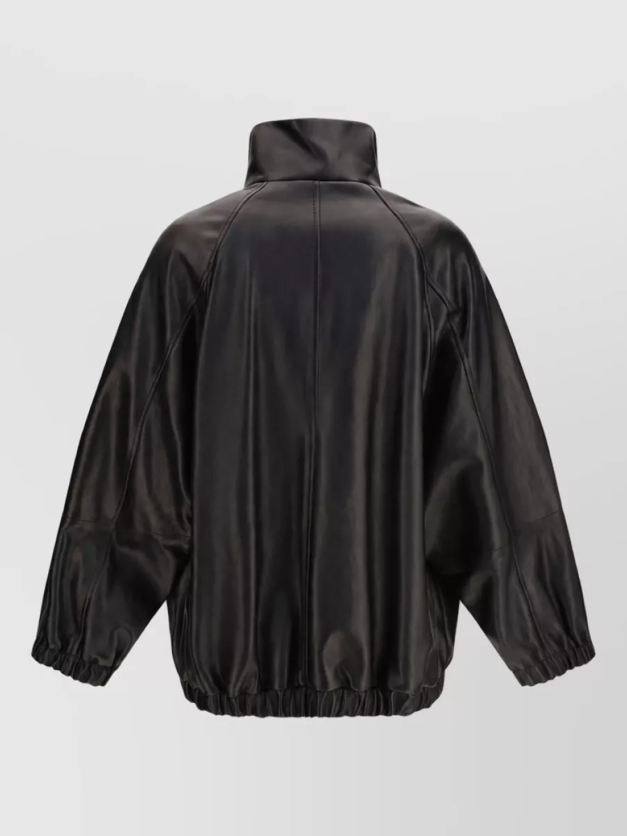 Brunello Cucinelli Lamb Leather High-Collar Zip Jacket