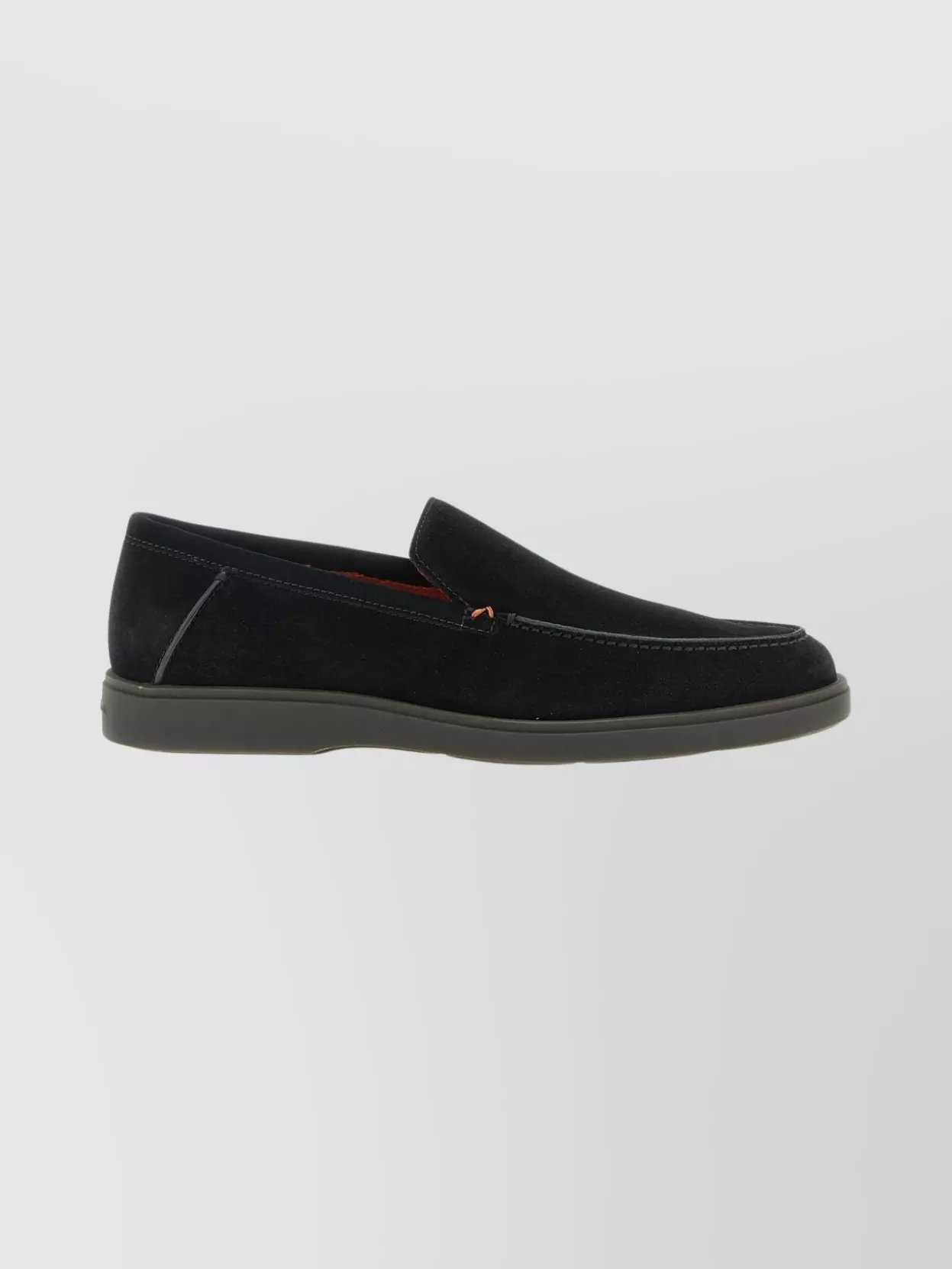 Santoni Suede Loafers With Round Toe And Rubber Sole