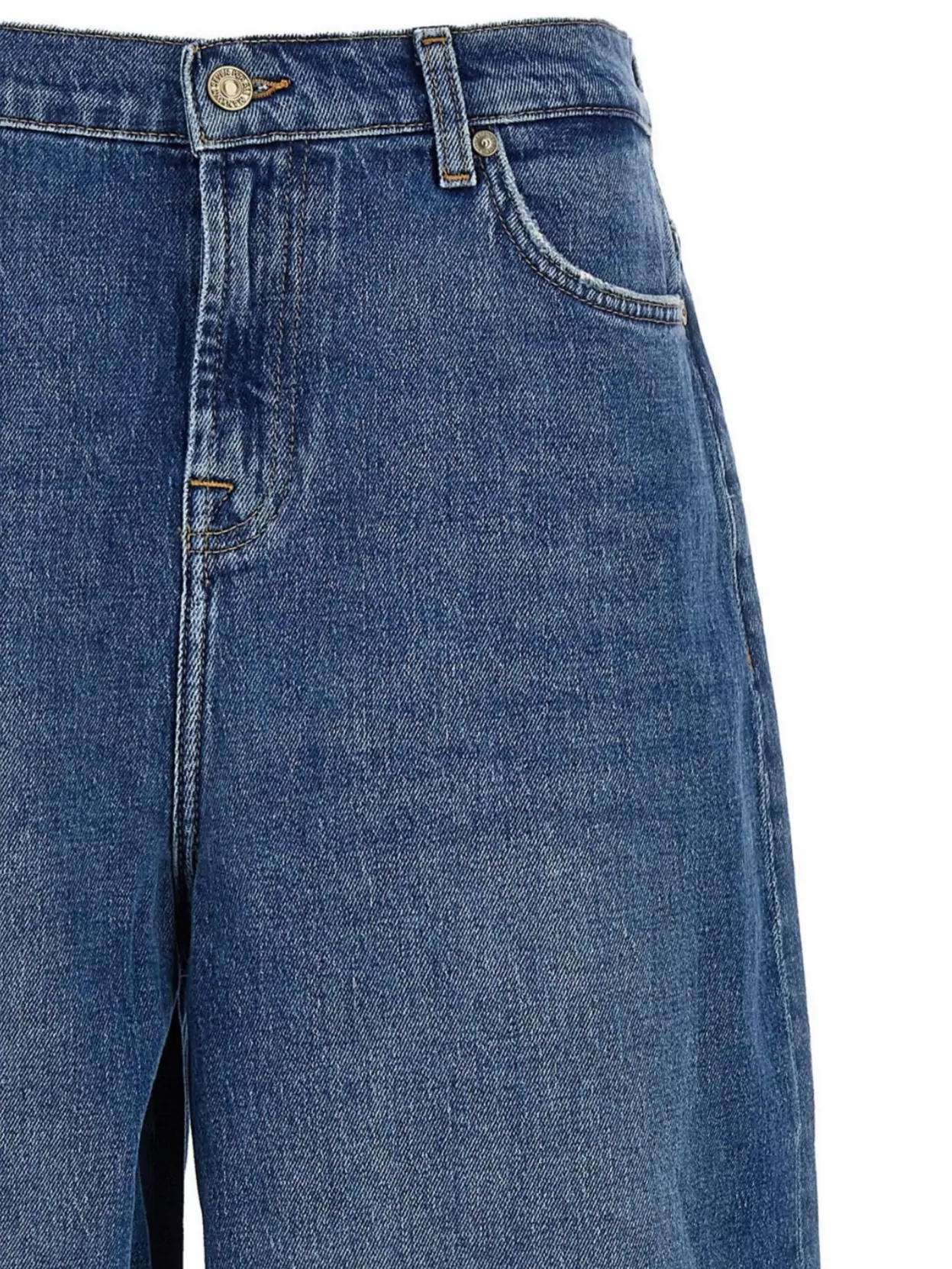 7 For All Mankind Wide Leg Denim Trousers With Five Pockets