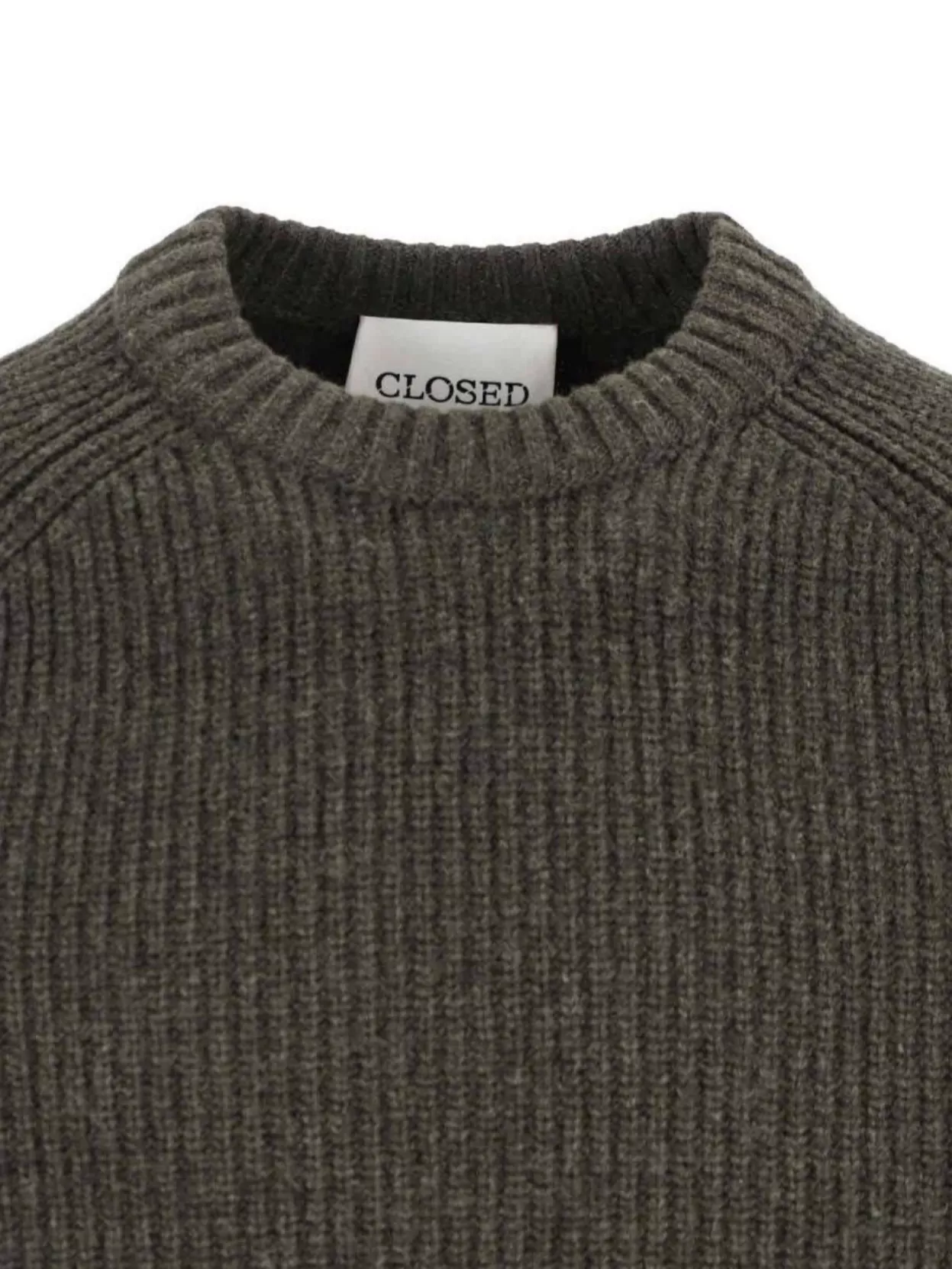 Closed Ribbed Long Sleeve Crew Neck Sweater