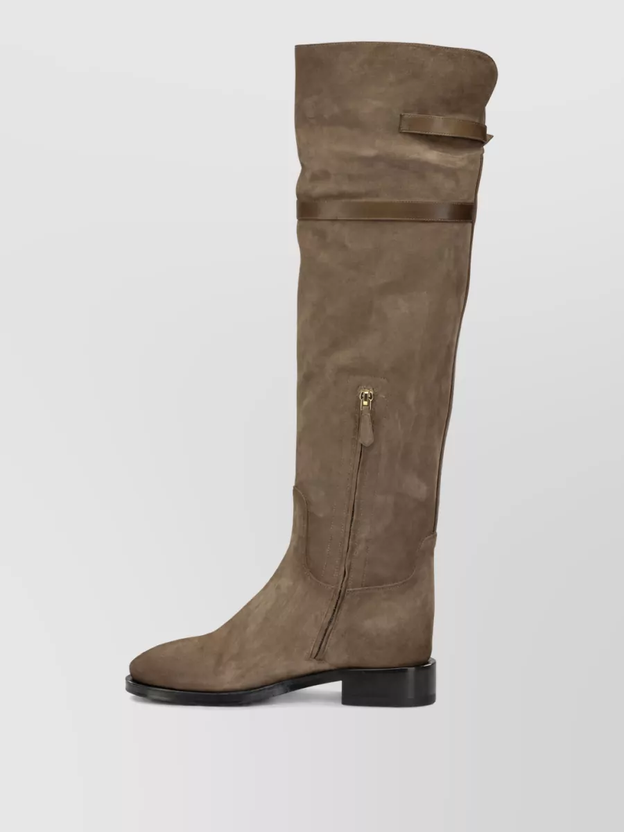Santoni Suede Leather Knee-High Boots