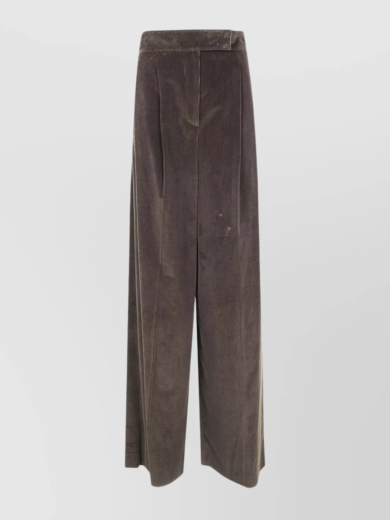 Max Mara Cotton Velvet High-Rise Pleated Wide-Leg Trousers