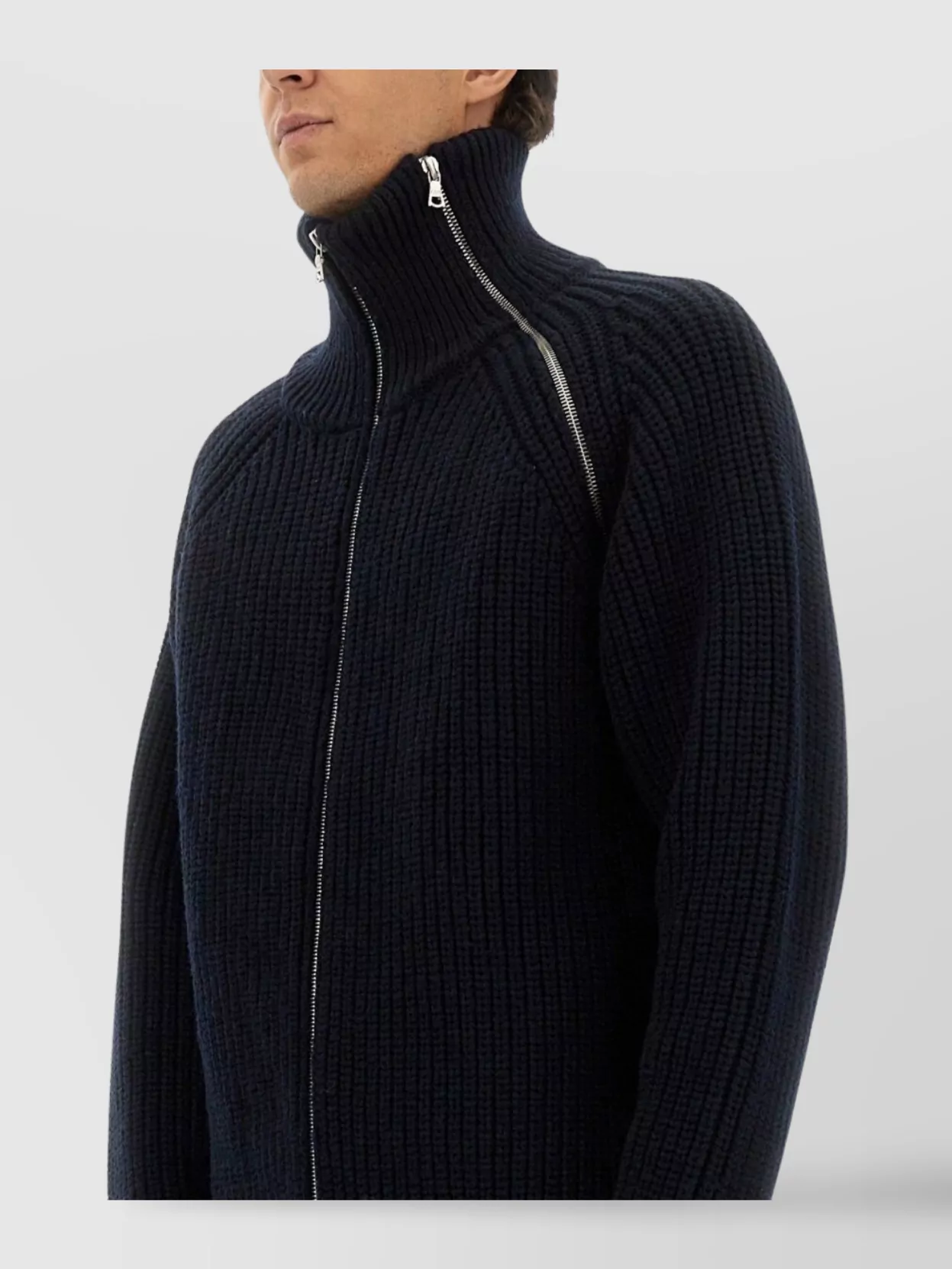 Dries Van Noten Wool Sweater With High Collar And Zipper