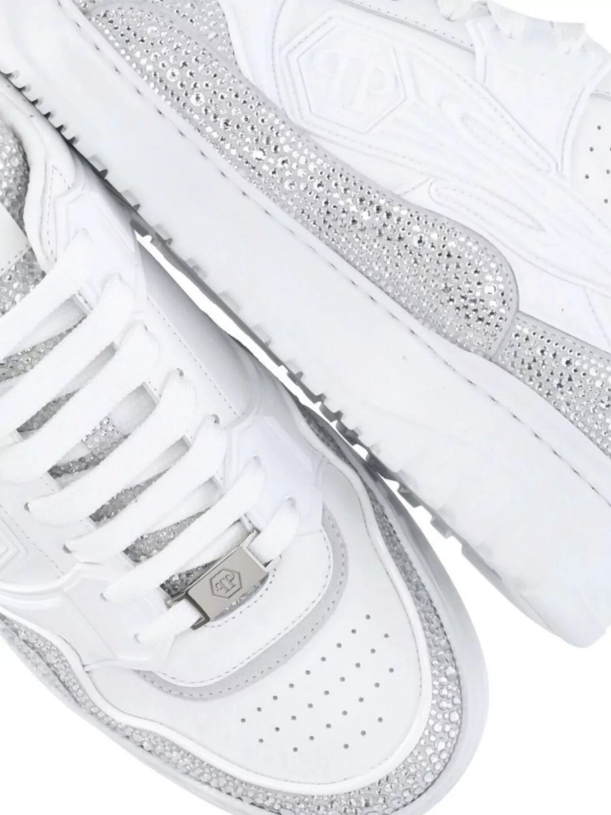 Philipp Plein Stylish Low Top Sneakers With Glitter Accents