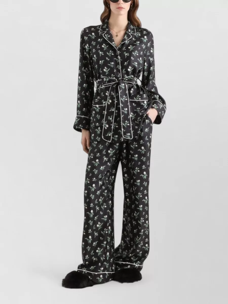 Dolce&Gabbana Printed Silk Wide-Leg Trousers