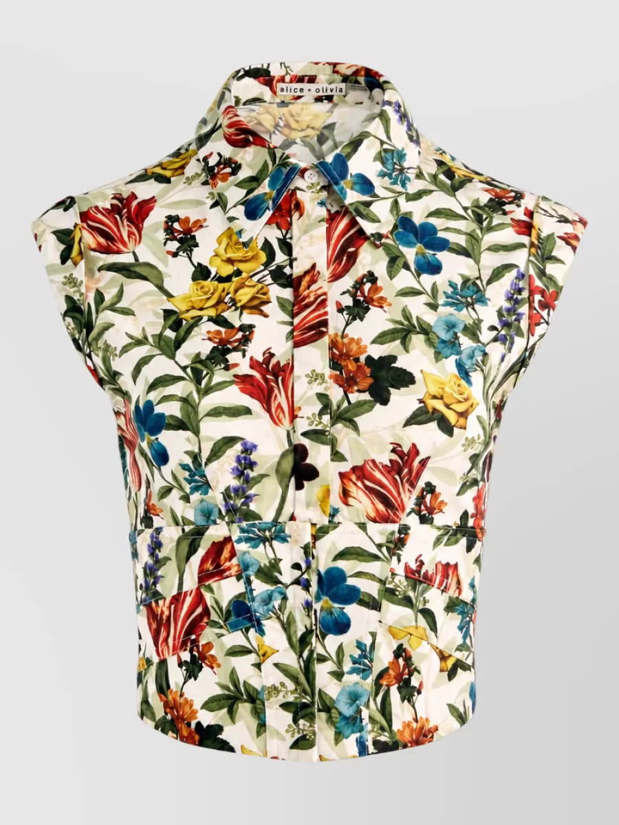 Alice + Olivia printed panelled sleeveless shirt