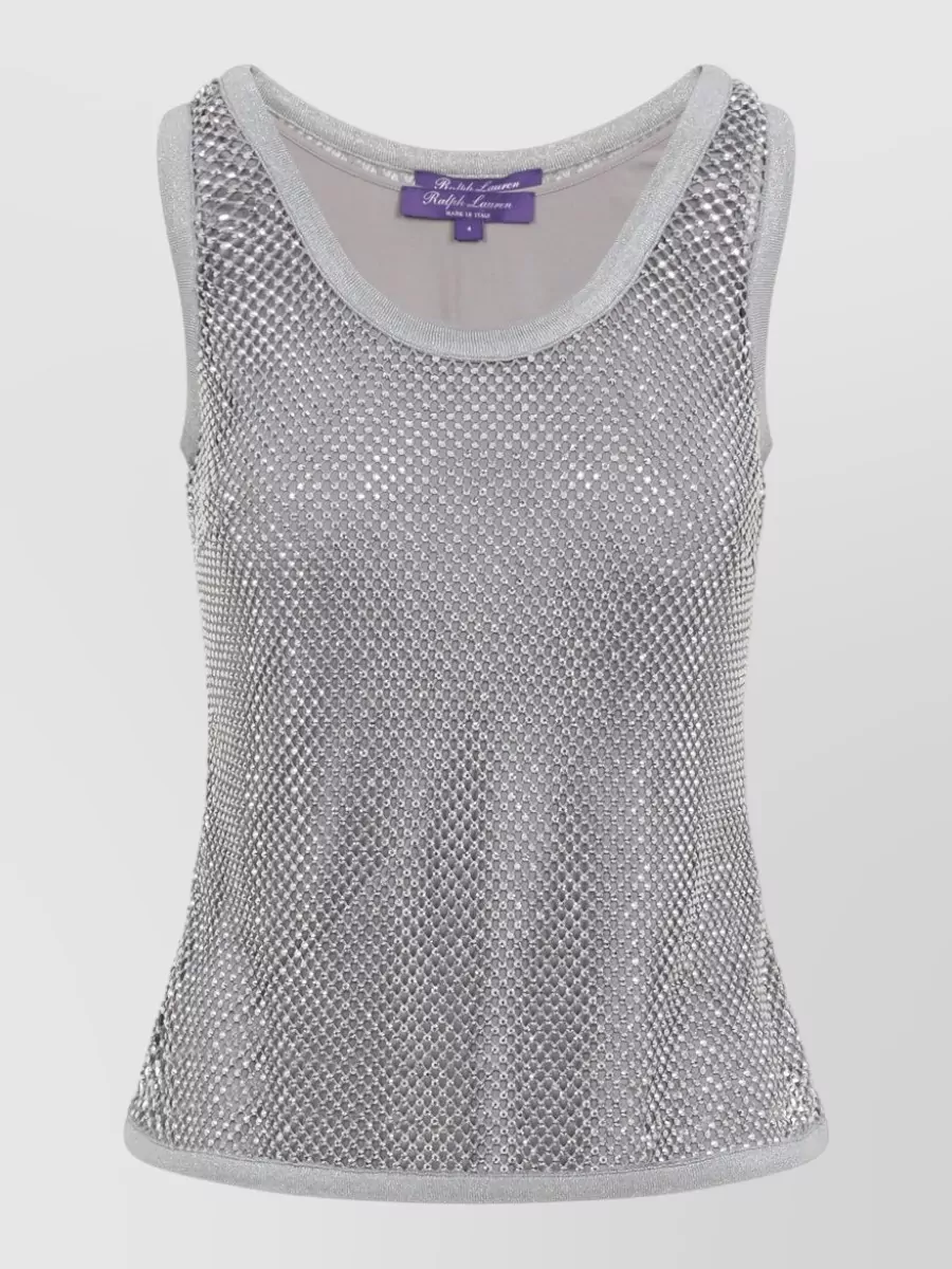 Ralph Lauren Collection Melony Mesh Metallic Scoop Neck Top