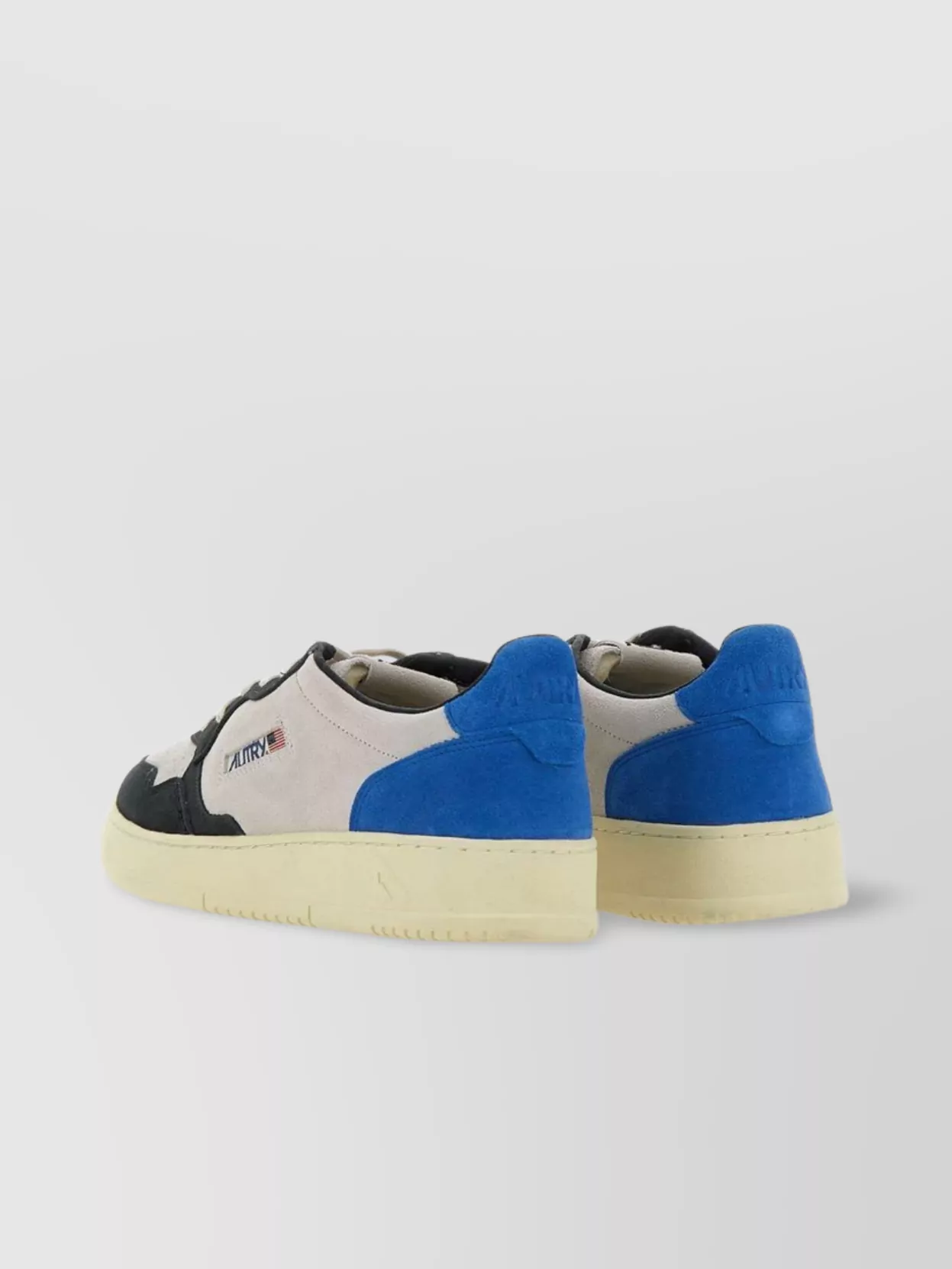 Autry Medalist Low Blue Sneakers With Contrasting Heel And Inserts In Suede Man In Neutrals