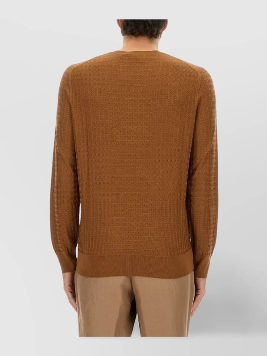 Boss Textured Knit Crew Neck Sweater