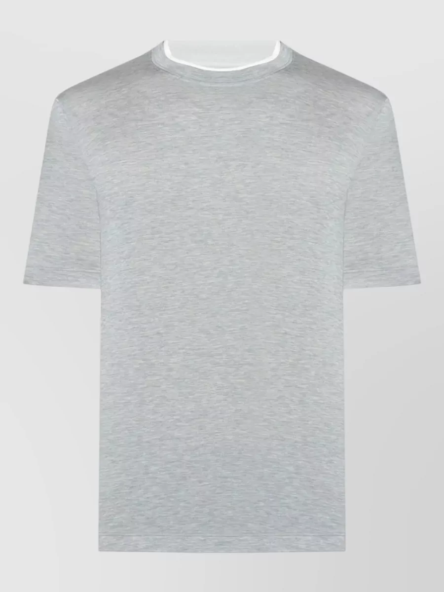 Brunello Cucinelli Cotton T Shirt Contrast Trim Short Sleeves
