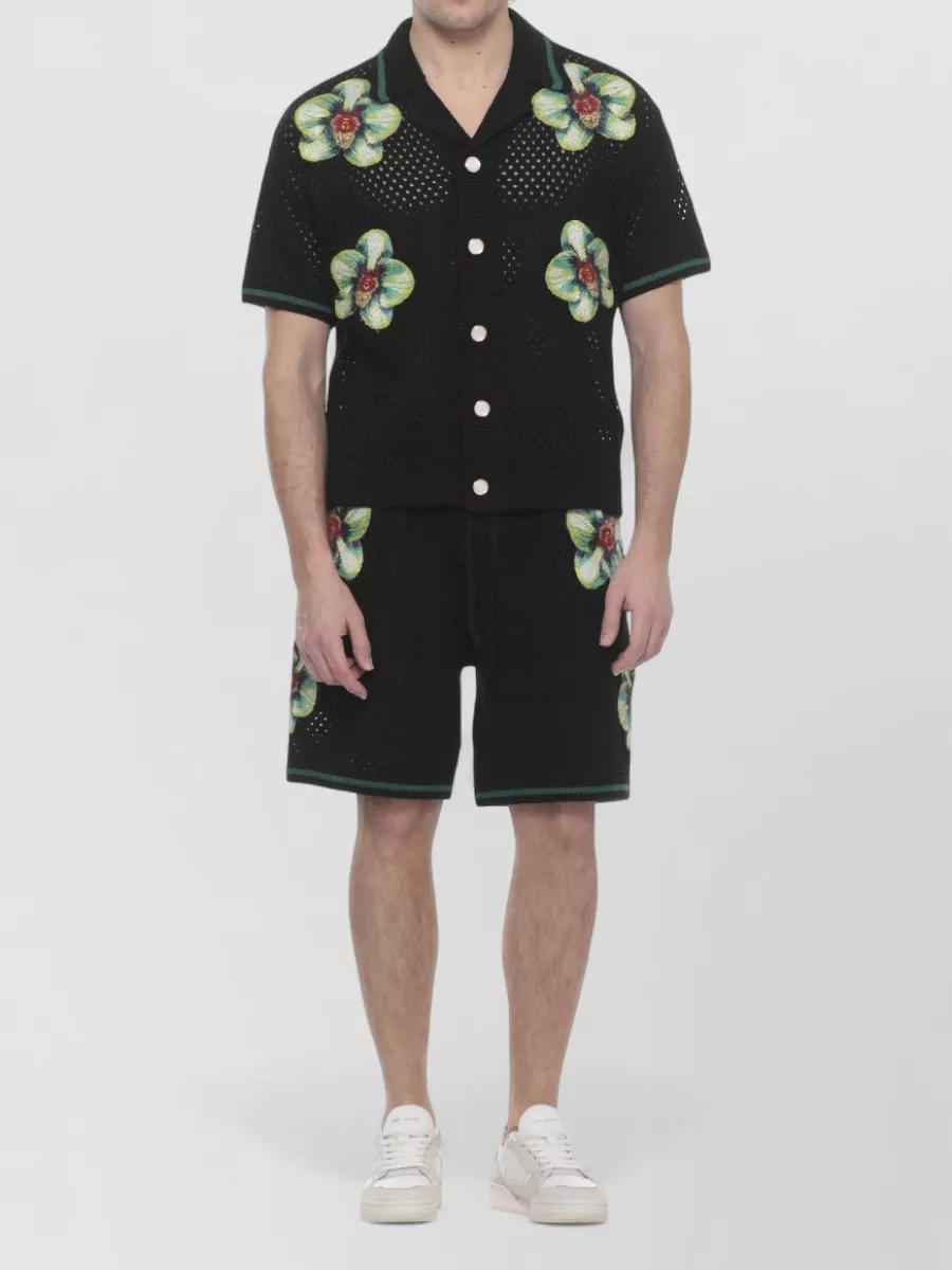 Casablanca Cotton Perforated Short-Sleeve Shirt