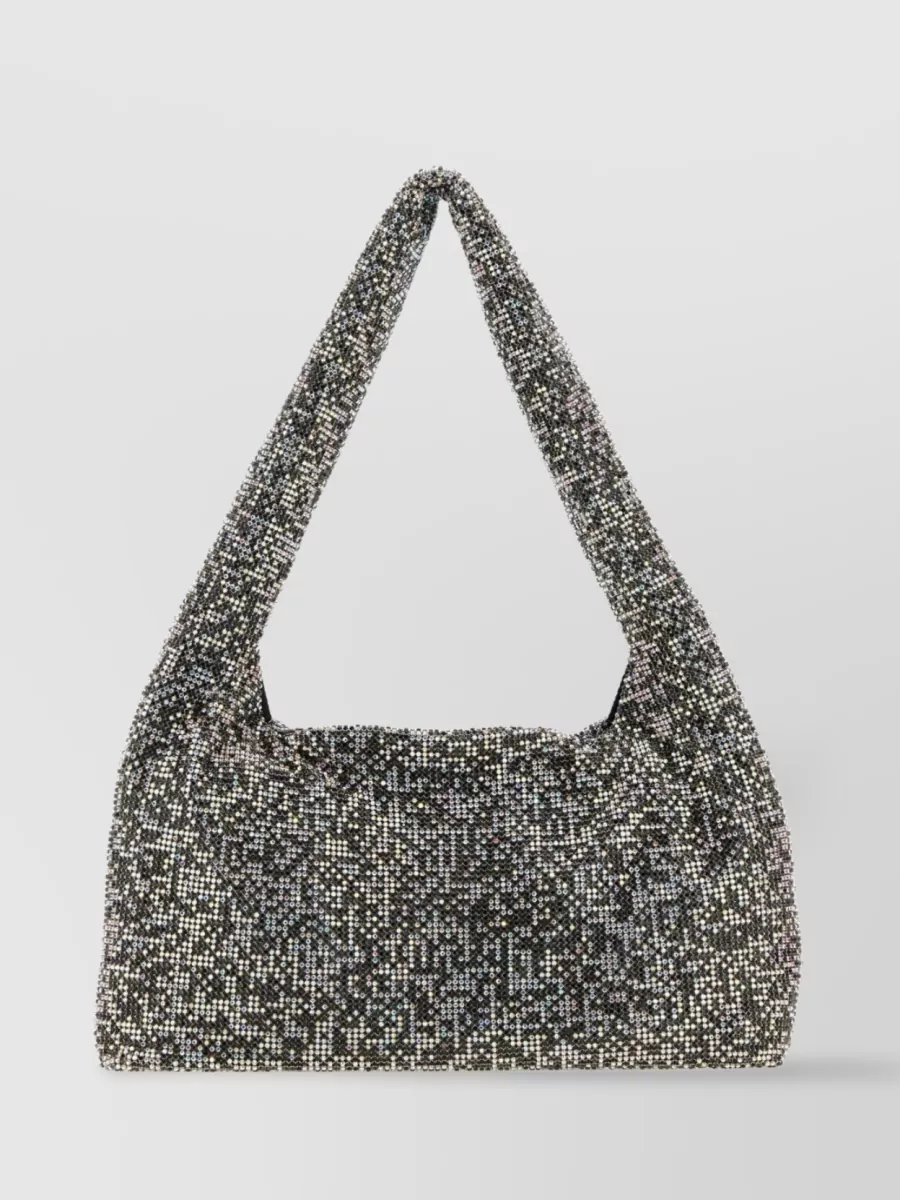 Shop Kara Crystal Mesh Armpit Rhinestone Embellished Shoulder Bag In Black