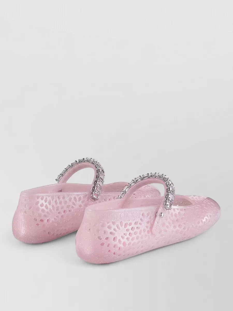 Jimmy Choo Crystal-Embellished Jelly Ballerina Shoes