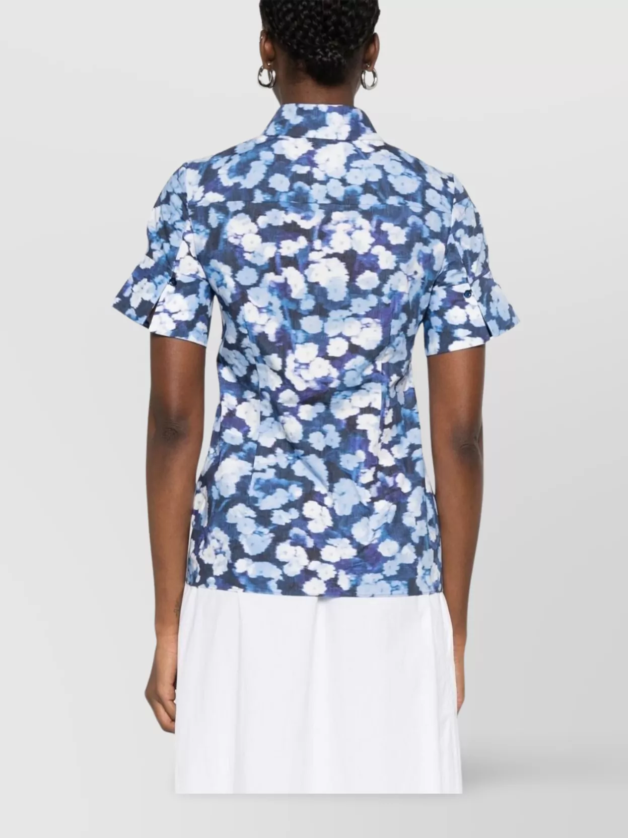 Shop Erdem Buttoned-cuff Sleeves Floral Pattern Cotton Shirt In Blue