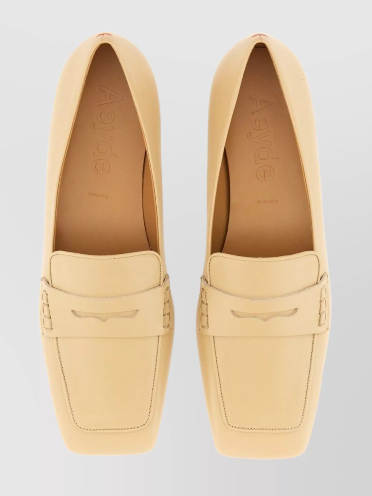 Aeyde Tom Square Toe Loafer With Stitch Detailing