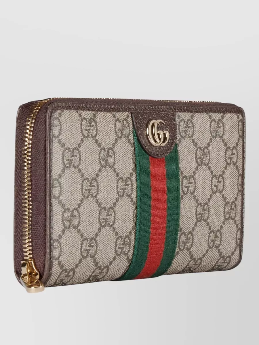 Gucci Signature Stripe Small Leather Zip Cardholder