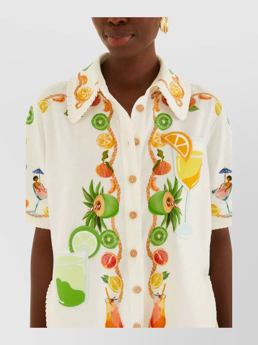 Farm Rio Embroidered Short-Sleeve Shirt