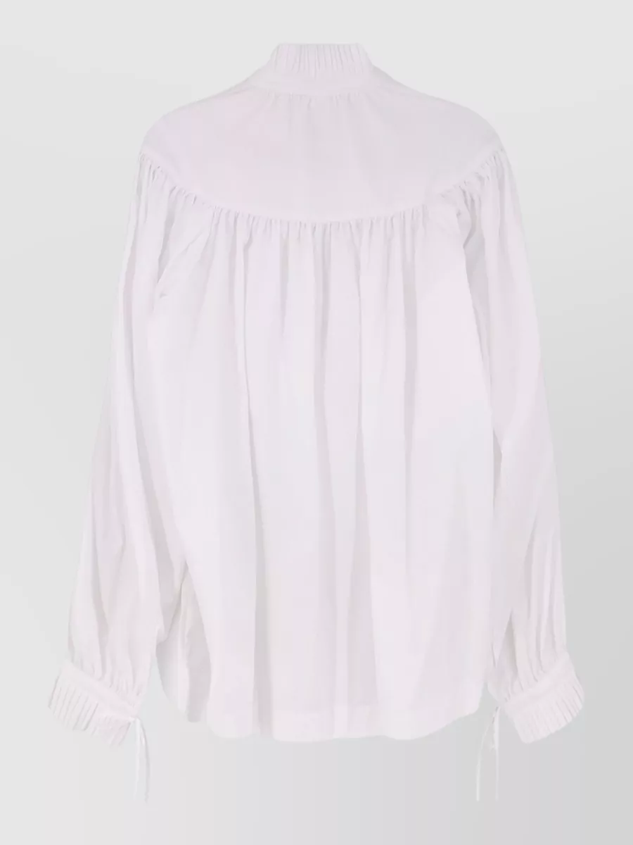 Dries Van Noten Cotton Ruffled Long-Sleeve Blouse