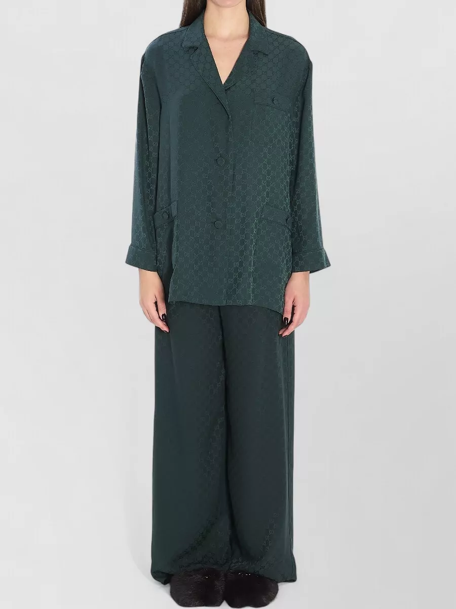 Gucci Silk Shirt With Notched Collar And Pockets