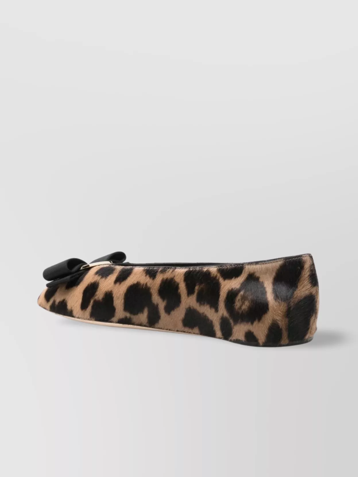 Ferragamo Animal Print Bow Detail Round Toe Flats