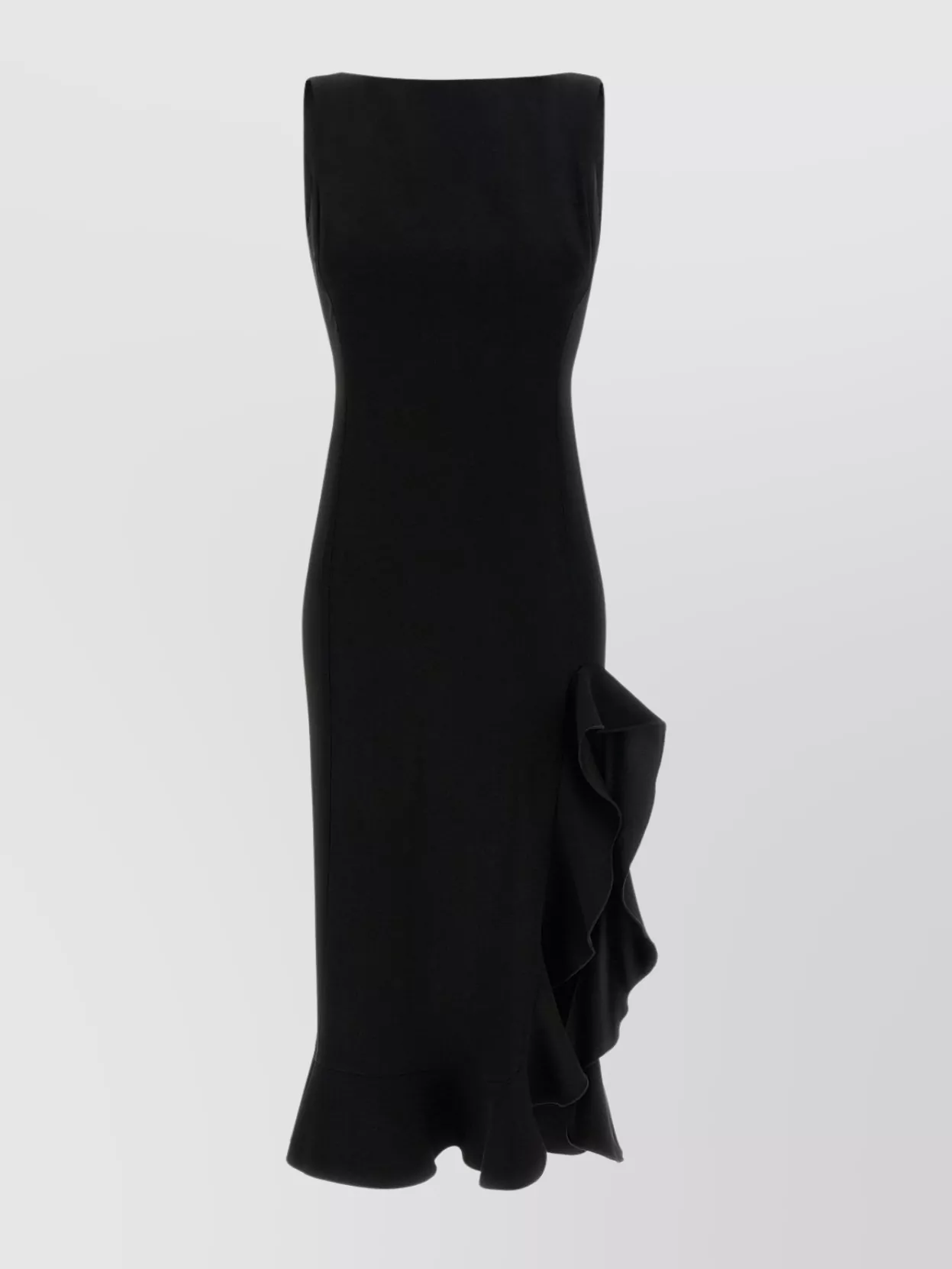 Pinko Midi Dress With Ruffle Detail And Fitted Silhouette In Black