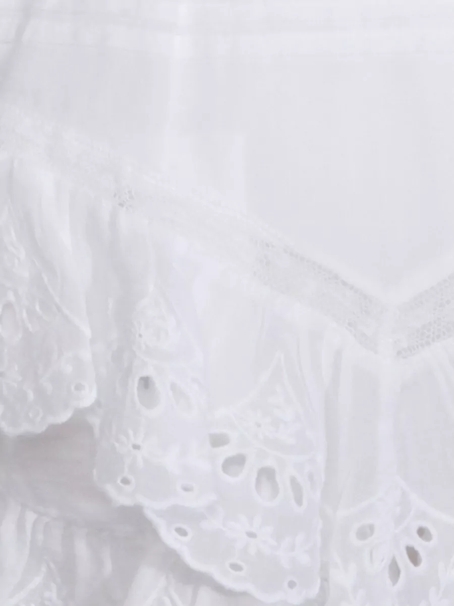 Isabel Marant Etoile Midi Skirt Knee Length Embroidered Layers Scalloped