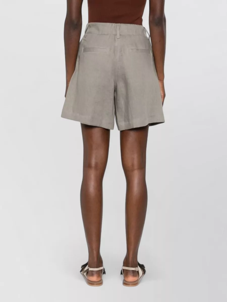 Brunello Cucinelli Linen Shorts Belt Loops Back Pockets