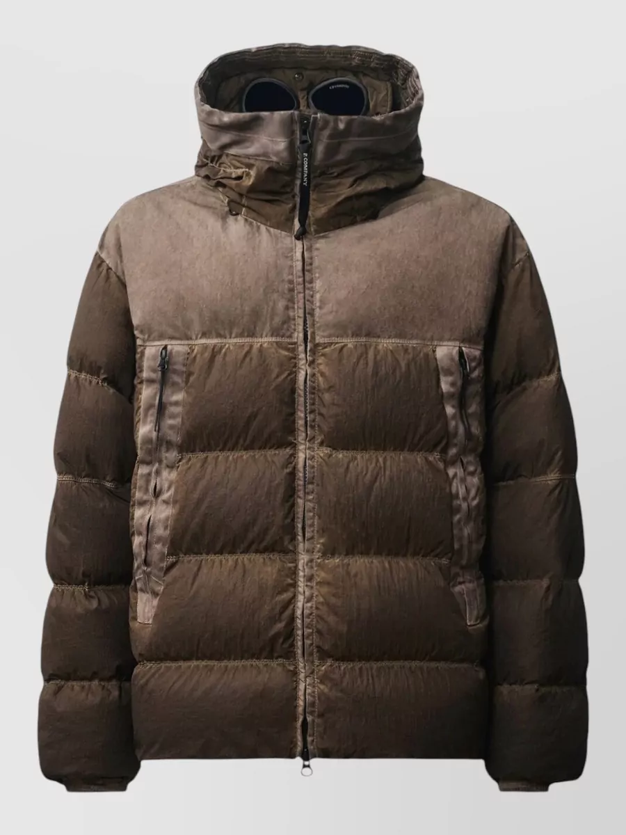 C.p. Company C.p.company Goggle-detail Quilted Medium Jacket In Brown