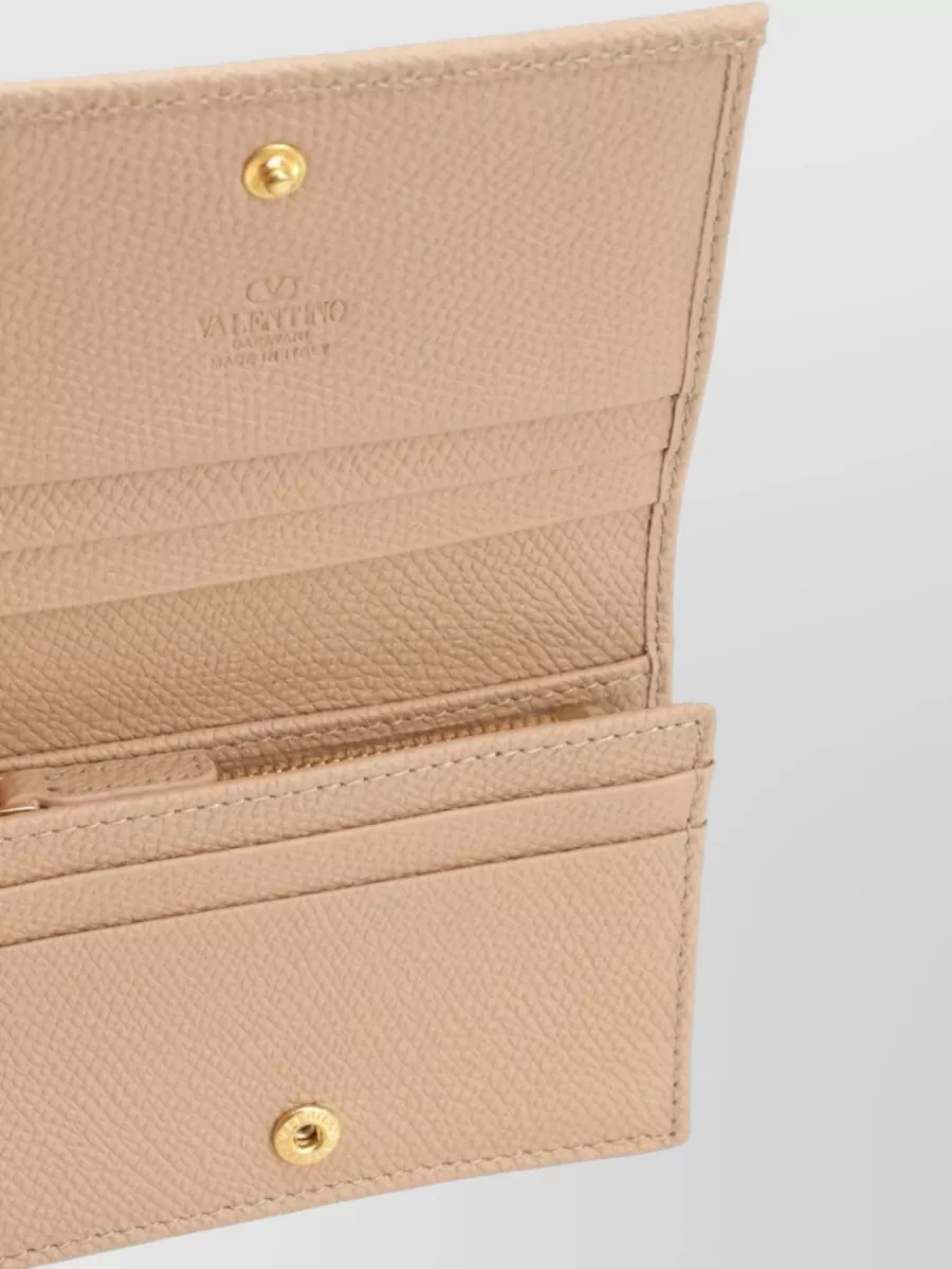 Valentino Garavani Vlogo Signature Textured Leather Folding Wallet