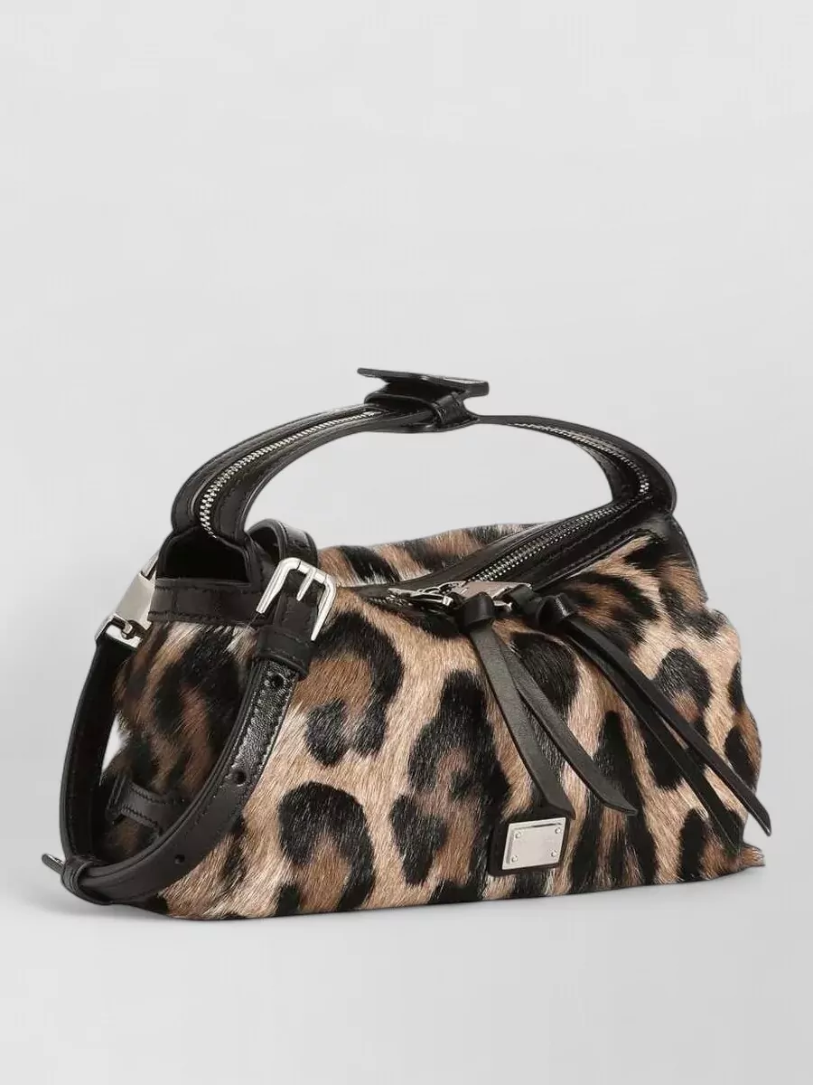 Dolce&Gabbana Vittoria Mini Leopard-Print Leather Cross-Body Bag