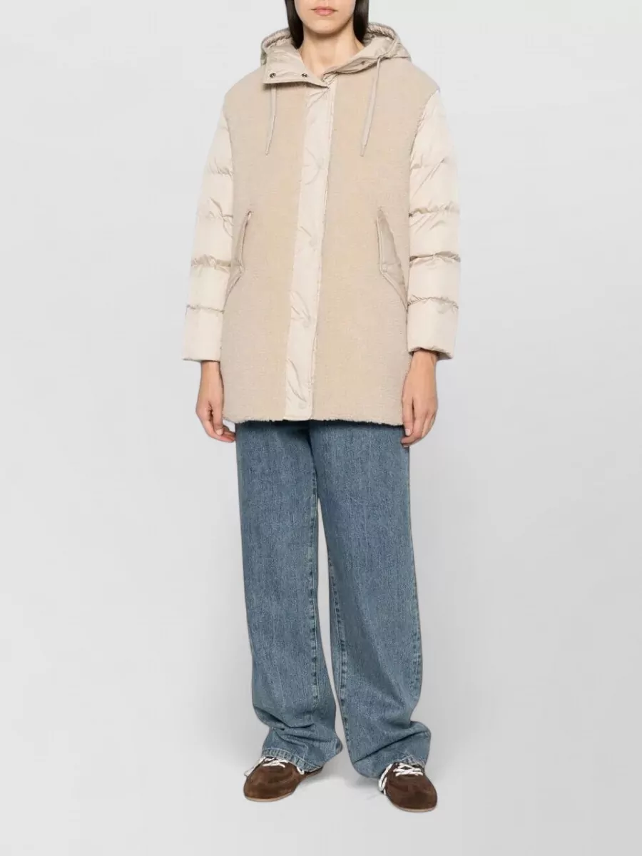 Herno Paneled Quilted Faux Shearling Oversized Coat
