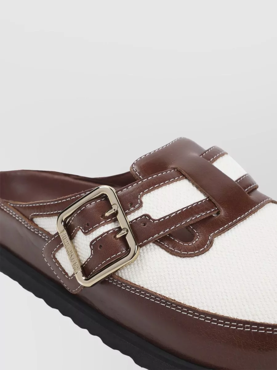 Birkenstock 1774 Two-Tone Leather And Canvas Slippers