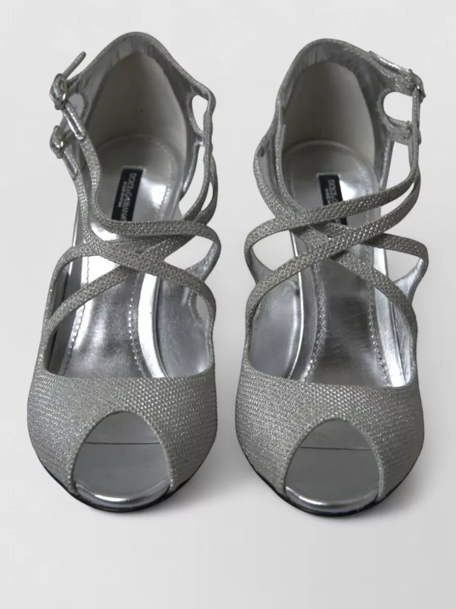 Dolce&Gabbana leather glitter peep-toe sandals