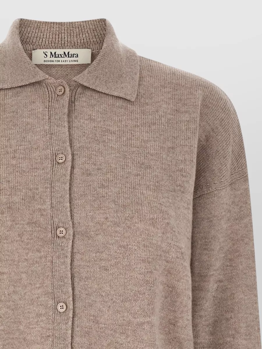 S Max Mara Cashmere Wool Shirt Collar Long Sleeve Cardigan