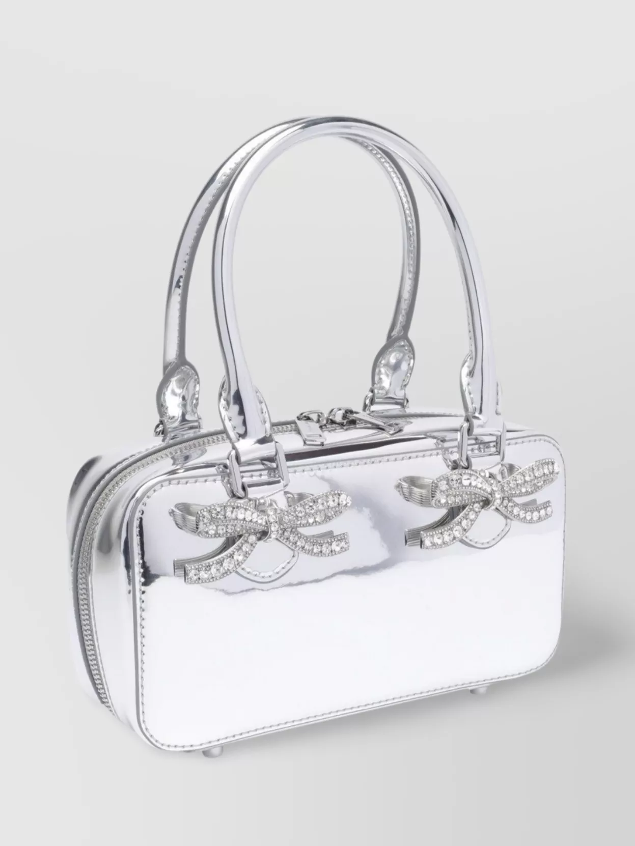 Self-portrait Leather Mini Tote Bag With Metallic Finish