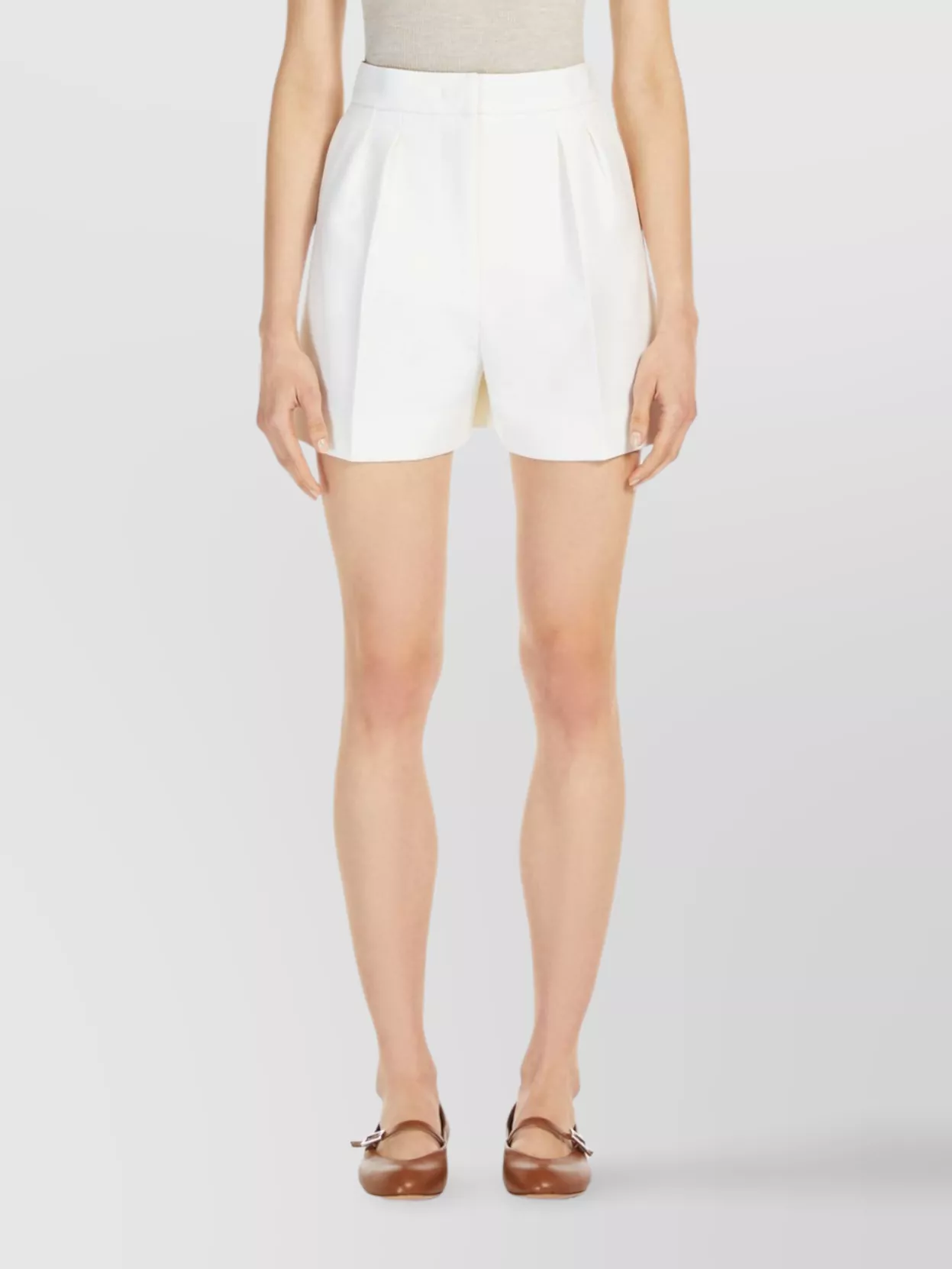 Max Mara Front Pleated High-Waisted Shorts
