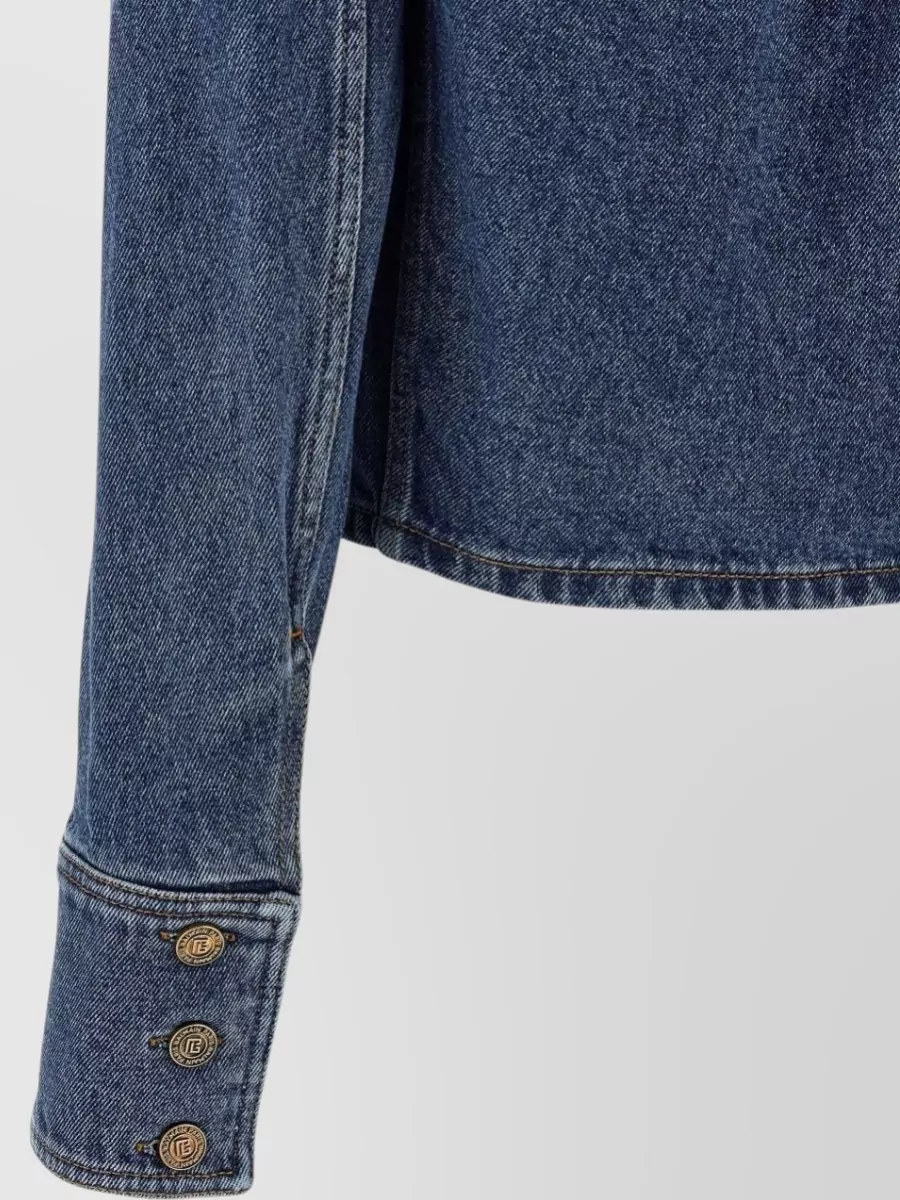 Balmain Blazer Featuring Chest Pockets Long Sleeves In Blue