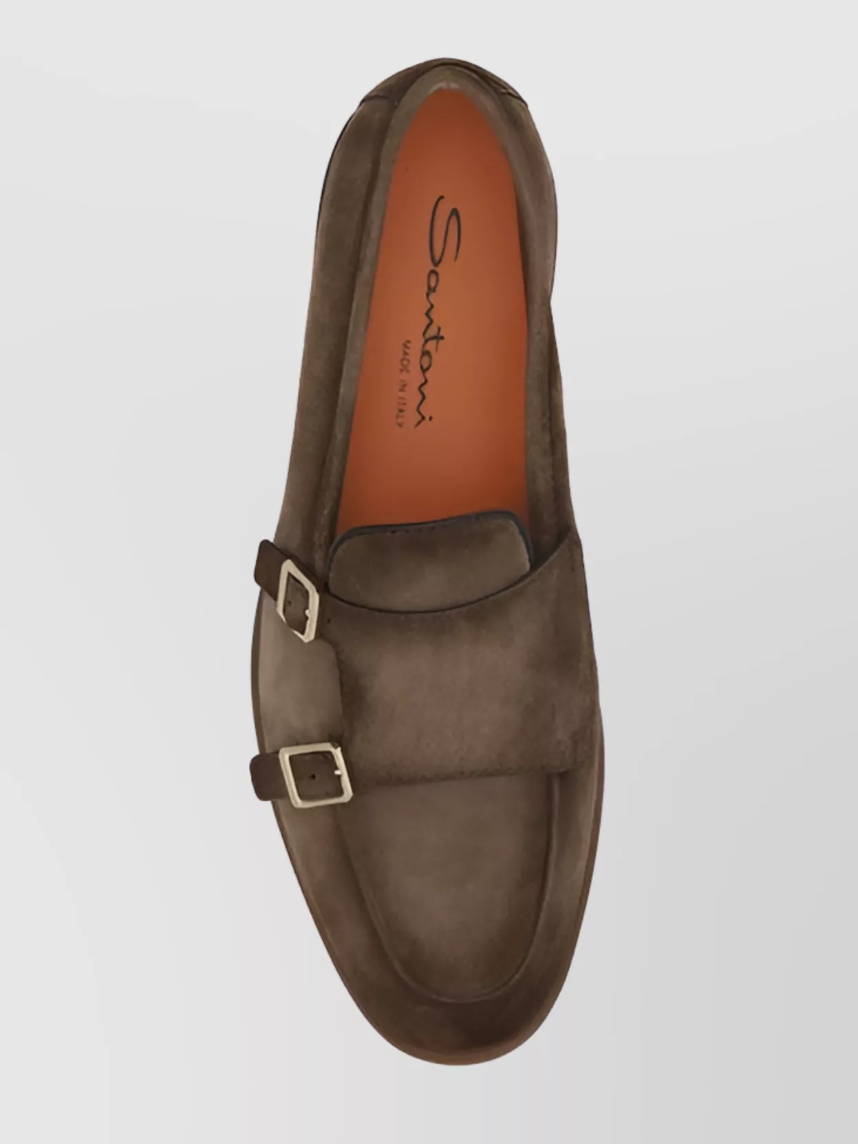 Santoni Almond Toe Leather Loafers With Metal Buckles